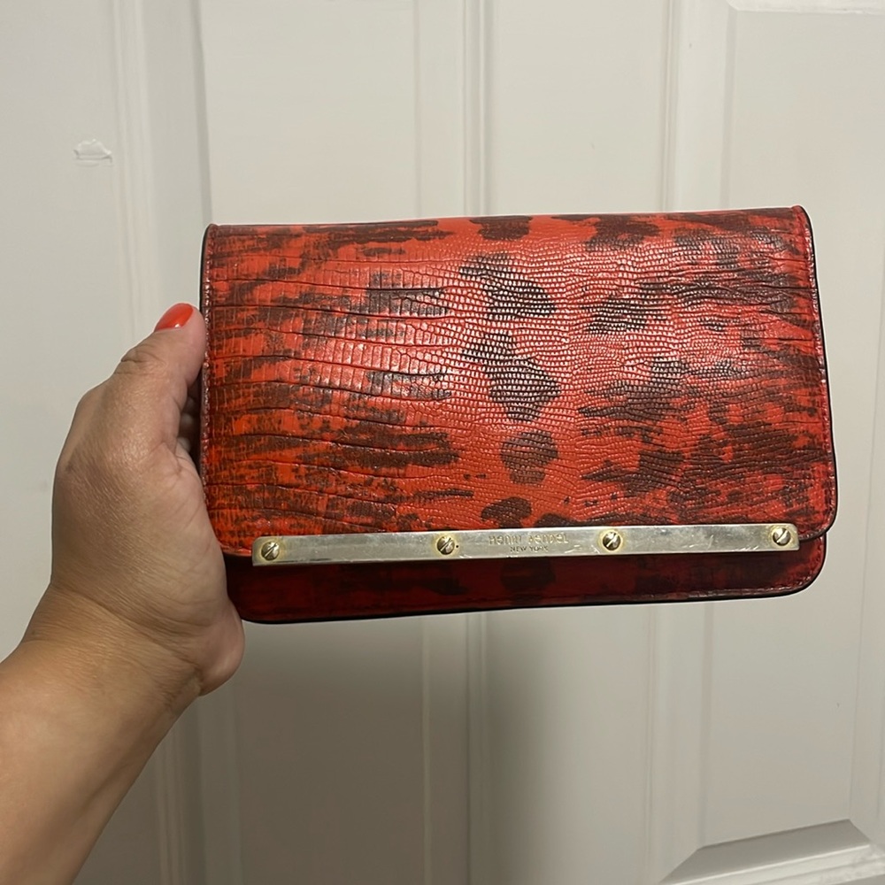 Henri Bendel New York snake print clutch